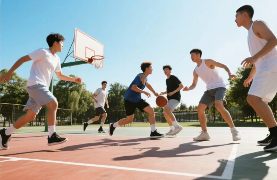 户外篮球运动场景